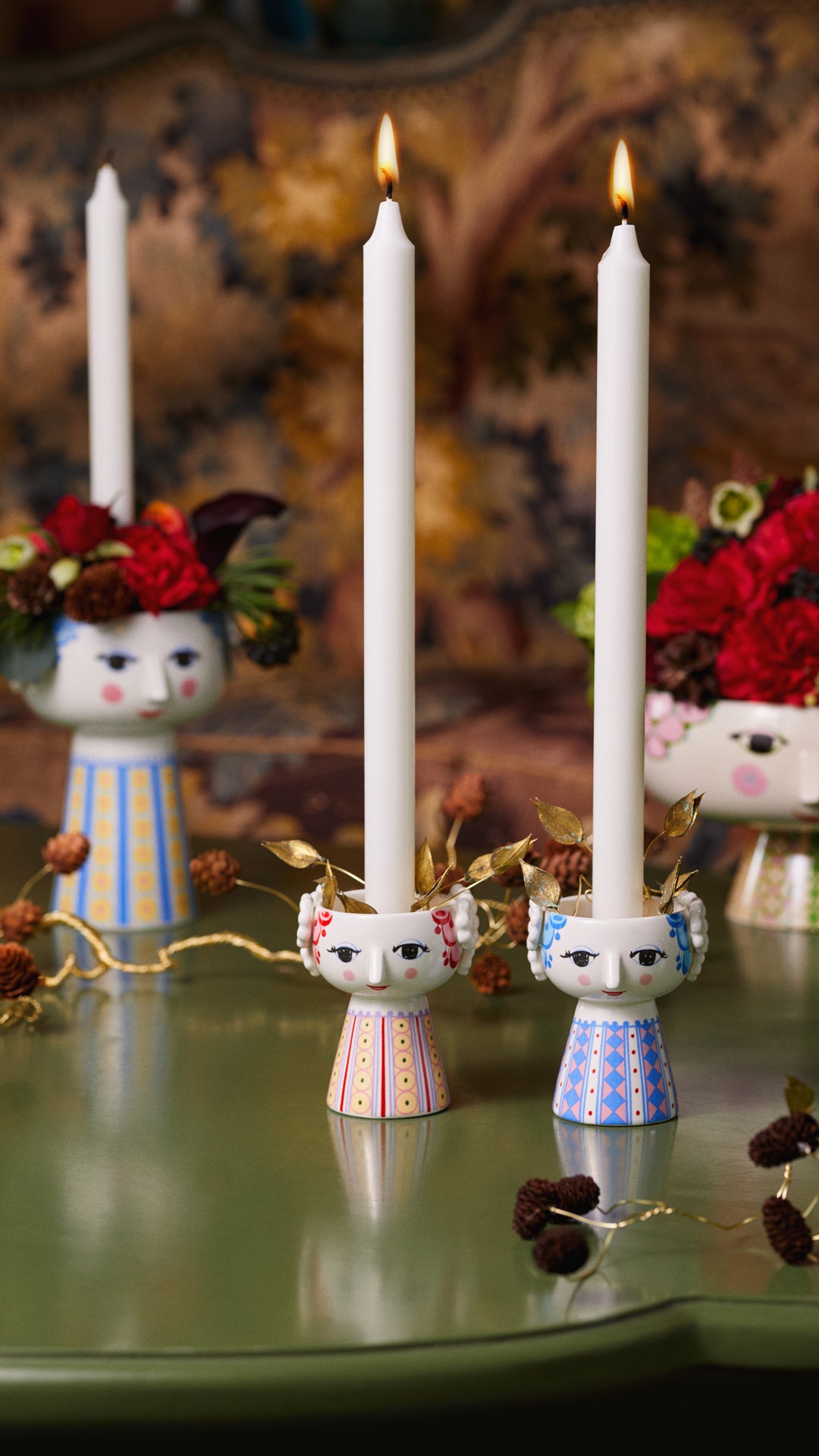 Eva lysestage, Blå - H9.5 cm.